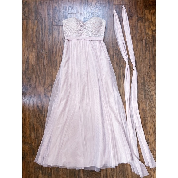 BHLDN • Jenny Yoo Juliette Dress Rose Quartz strapless lace tulle convertible - Picture 2 of 15